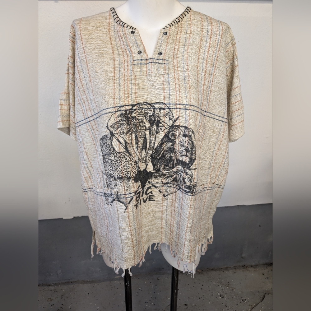 African Animal Print Poncho Top Size L